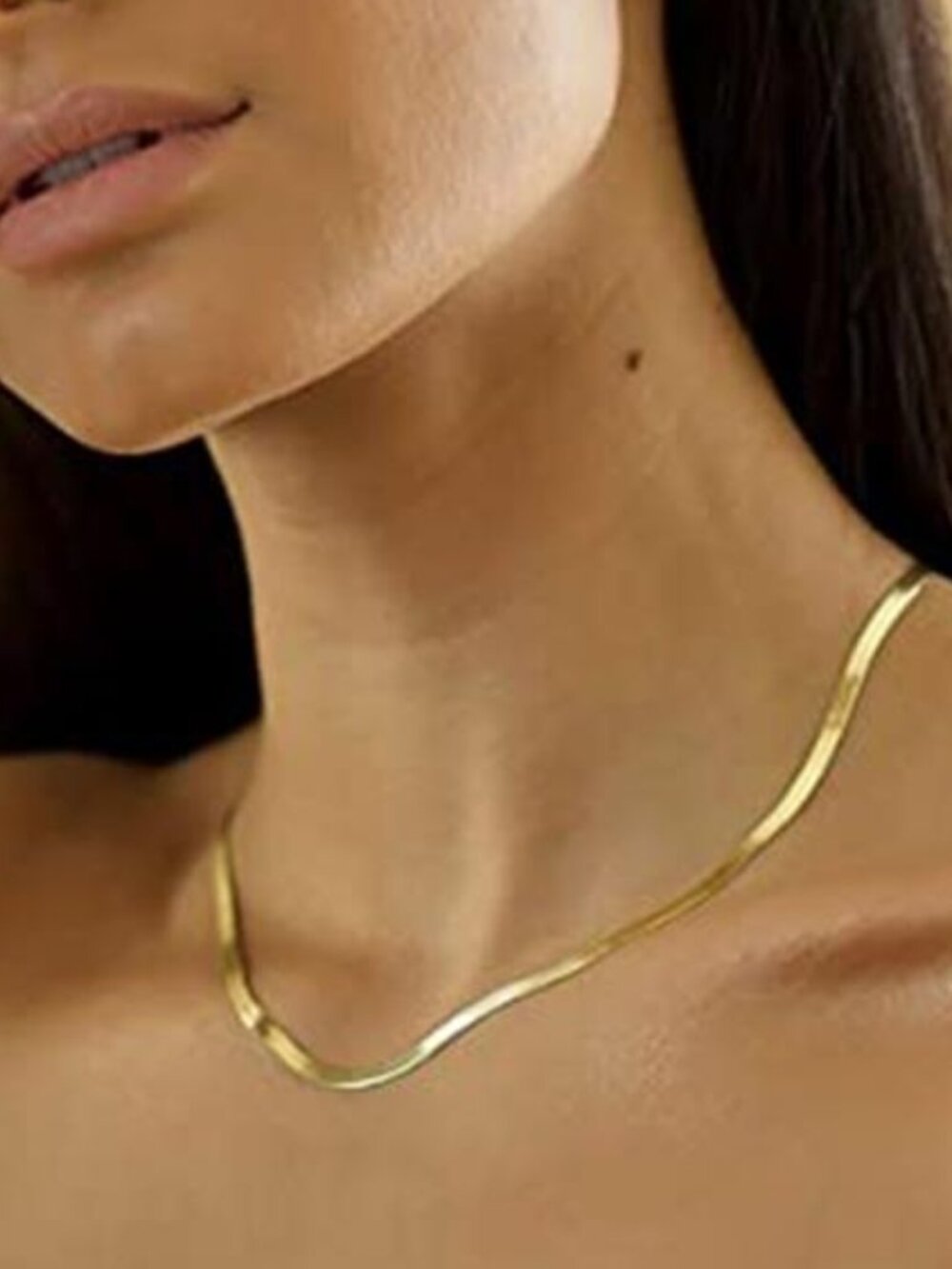 14K Gold Plated Necklaces for Women, Dainty Gold Herringbone Choker